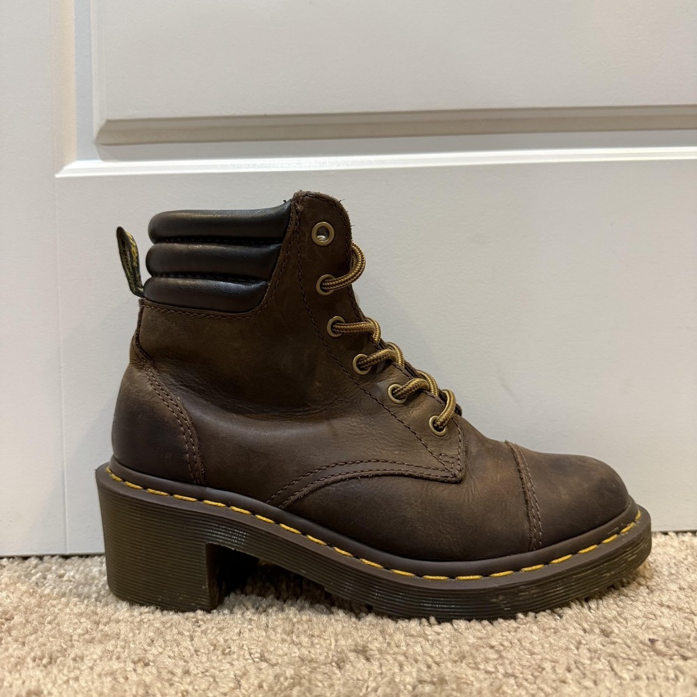Dr. Martens Alexandra Boots‎ Womens Size 6 Brown Leather Ankle Lace Up Combat